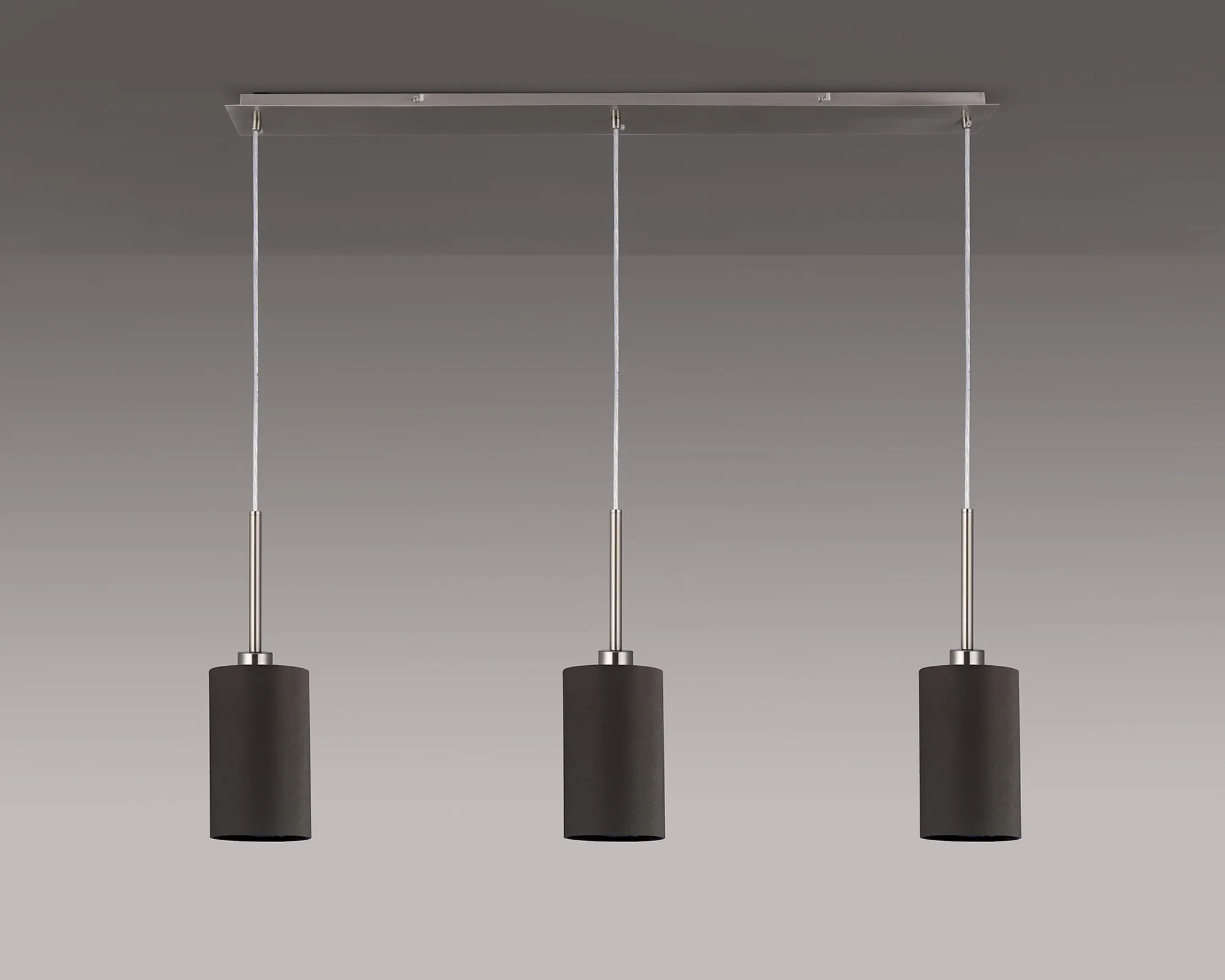 Baymont 12cm Shade 3 Light Pendant Satin Nickel, Grey/White DK0780  Deco Baymont SN GR